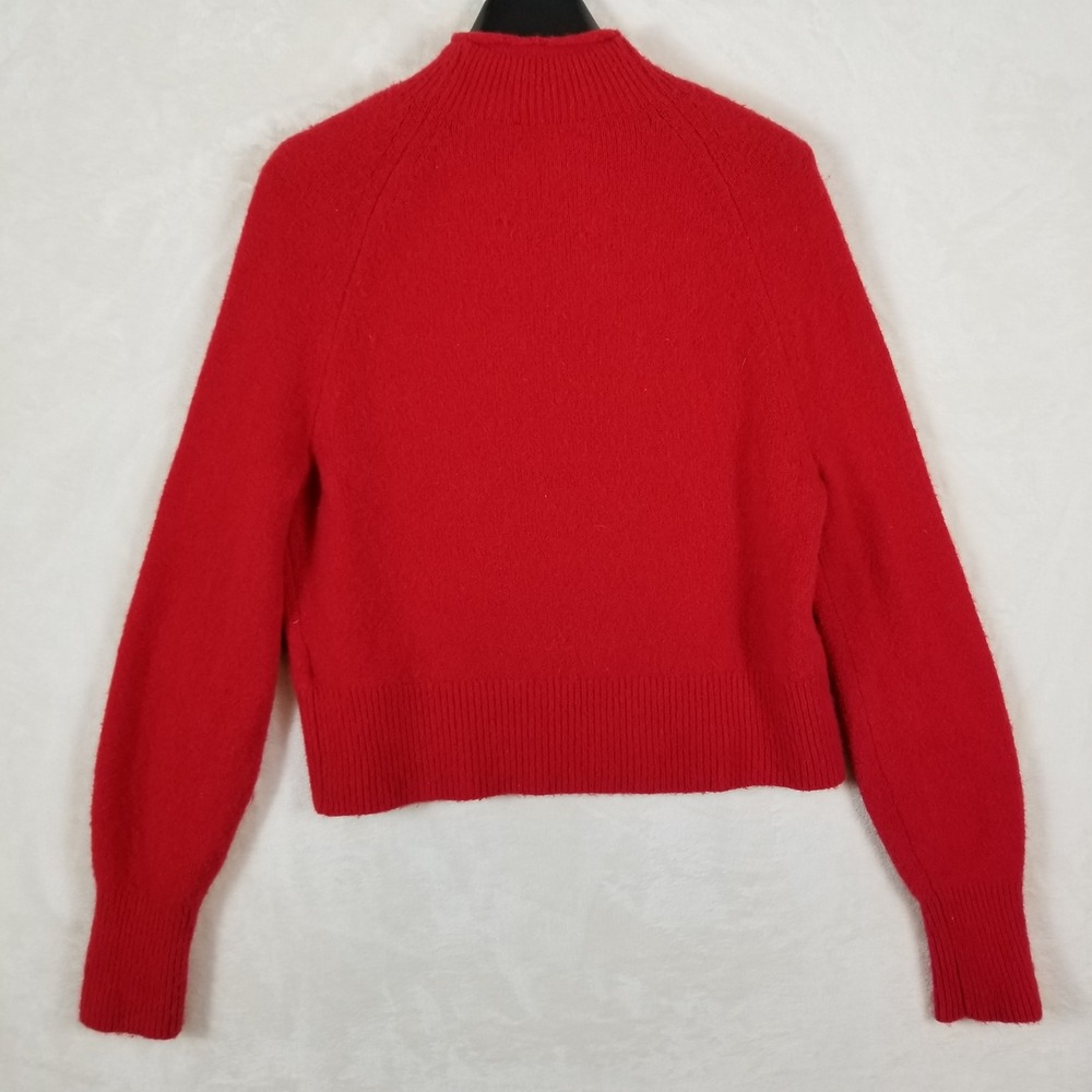 J.Crew Womens Red Merino Wool Alpaca Blend Mock Neck Raglan Sweater XS - Picture 2 of 7